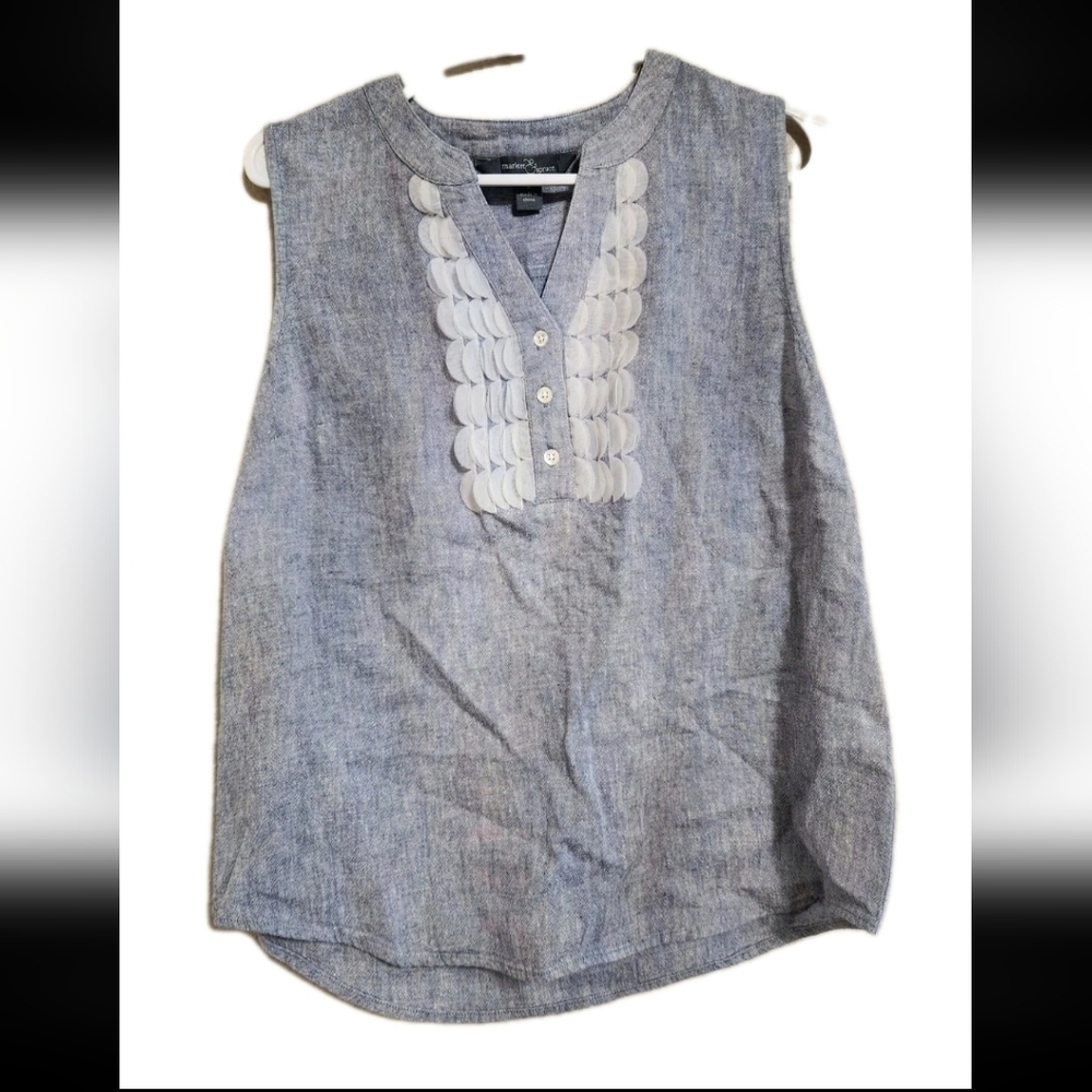 Stitchfix Chambray Embellished Top Size Small